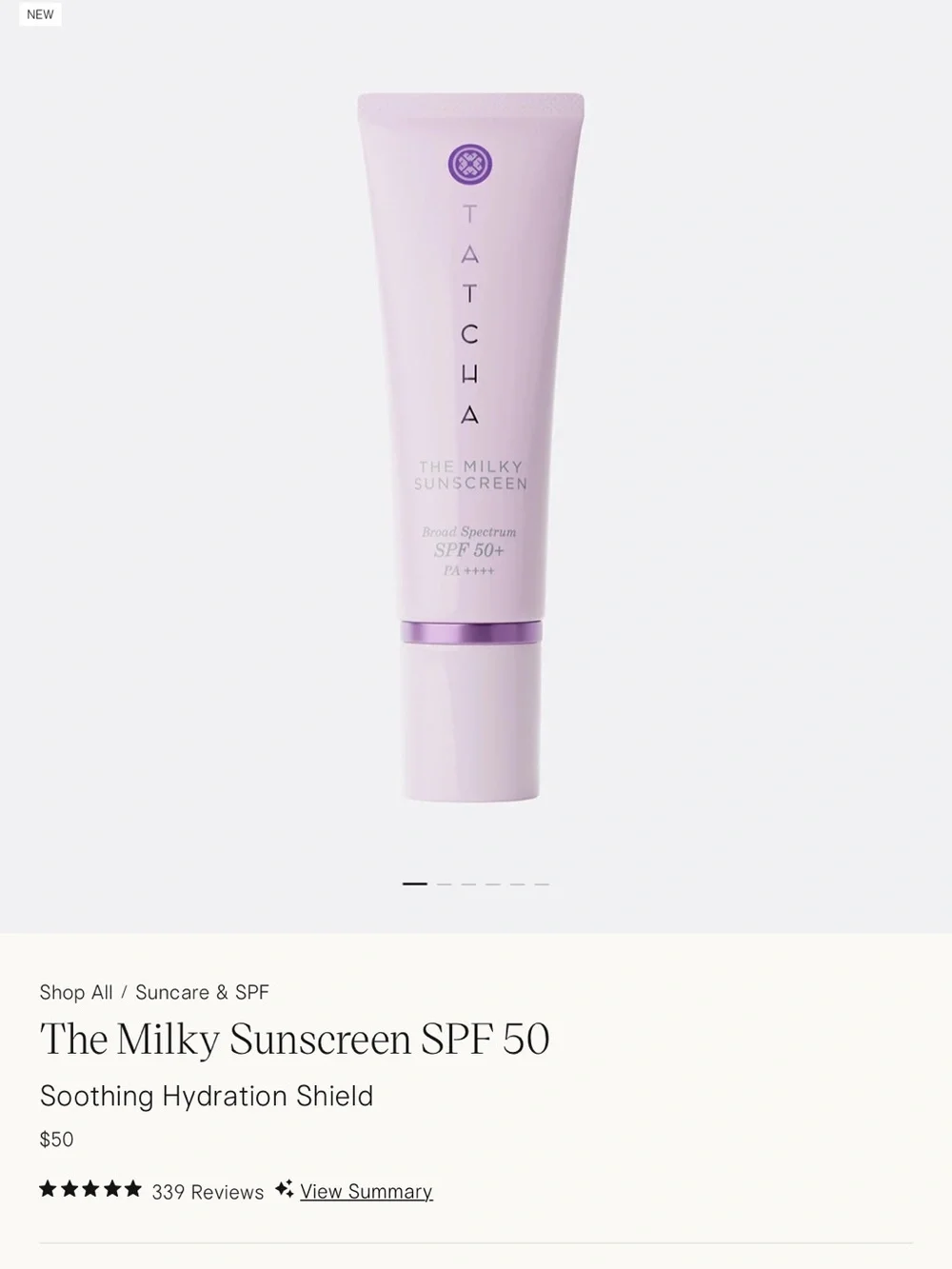 Tatcha Milky Sunscreen SPF 50+ Tube in Light Pink